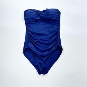 Anne Cole Twist Front Shirred One Piece Swimsuit Navy 8